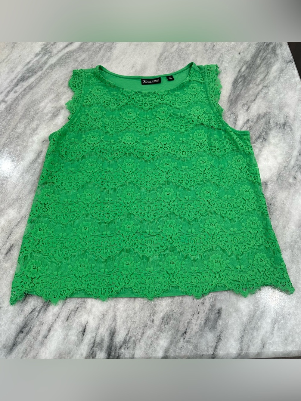 New York & Company green lace front top